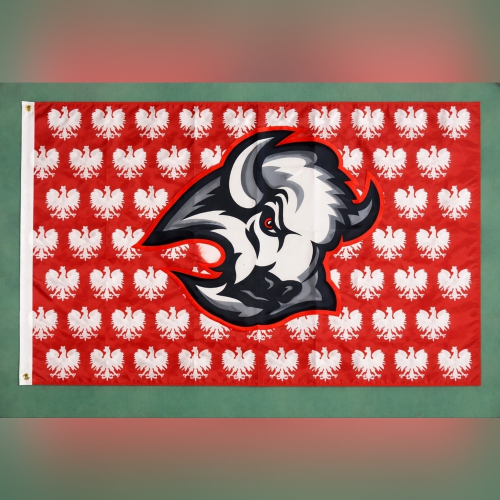 Buffalo Sabres Goat Head Polish Flag 3'x5' Printed Both Sides with Grommets